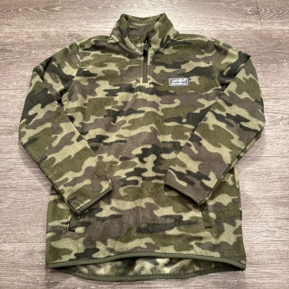Eddie Bauer Sweater Boys‎ Medium 10-12 Camo Zip Fleece Gorpcore Outdoor 90s - Picture 1 of 8